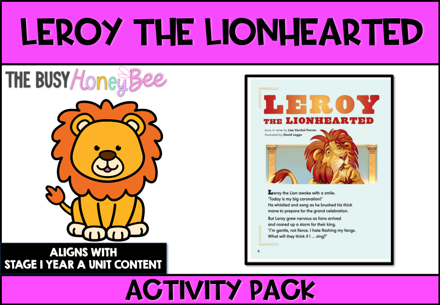 ‘Leroy the Lionhearted’ by Lisa Varchol Perron Activity Pack