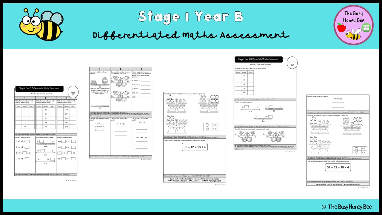 Stage 1 Year B Differentiated Maths Assessment Unit 26