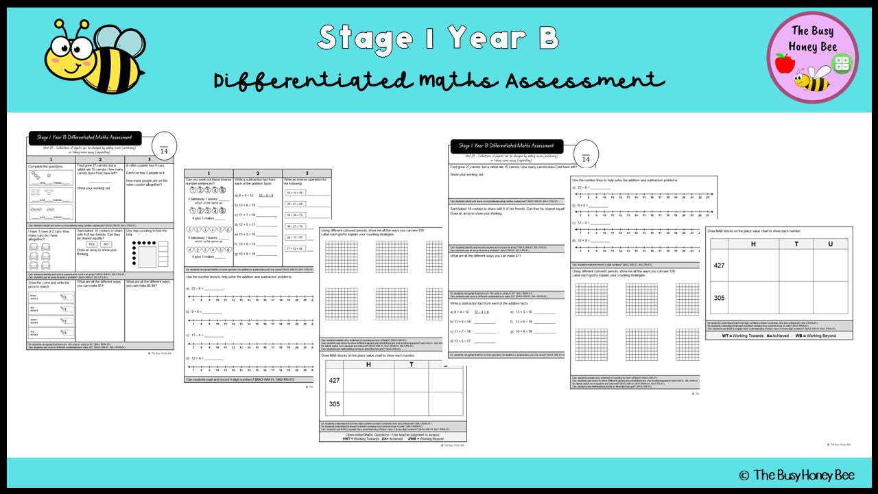 Stage 1 Year B Differentiated Maths Assessment Unit 29