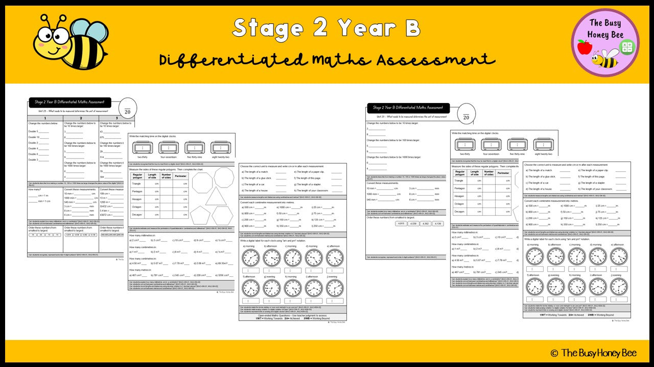 Stage 2 Year B Differentiated Maths Assessment Unit 23