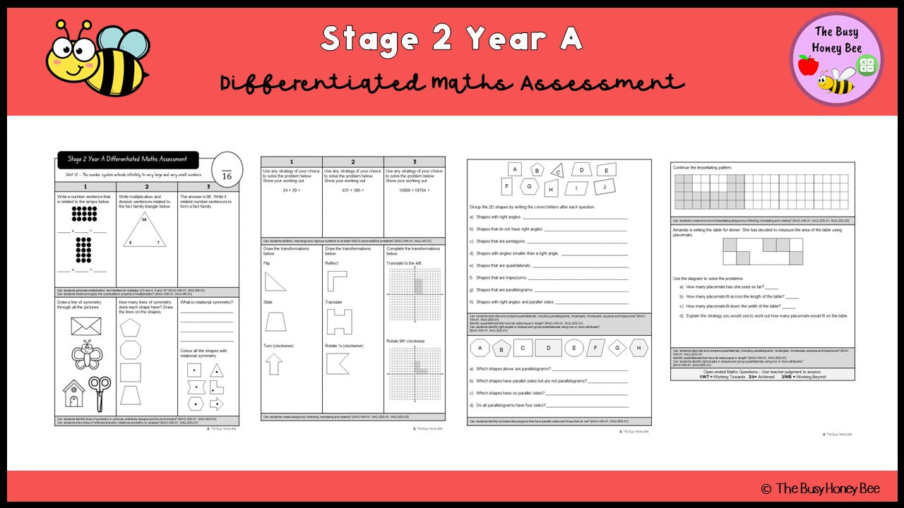 Stage 2 Year A Differentiated Maths Assessment Unit 12