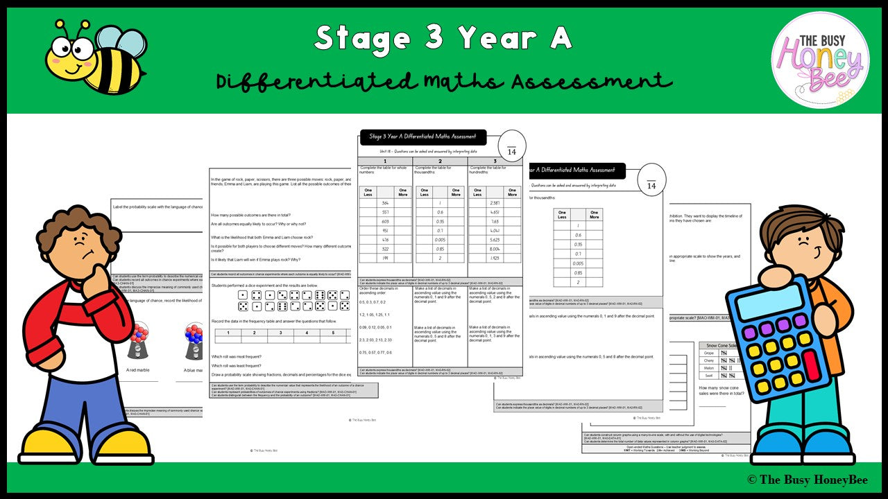 Stage 3 Year A Differentiated Maths Assessment Unit 18