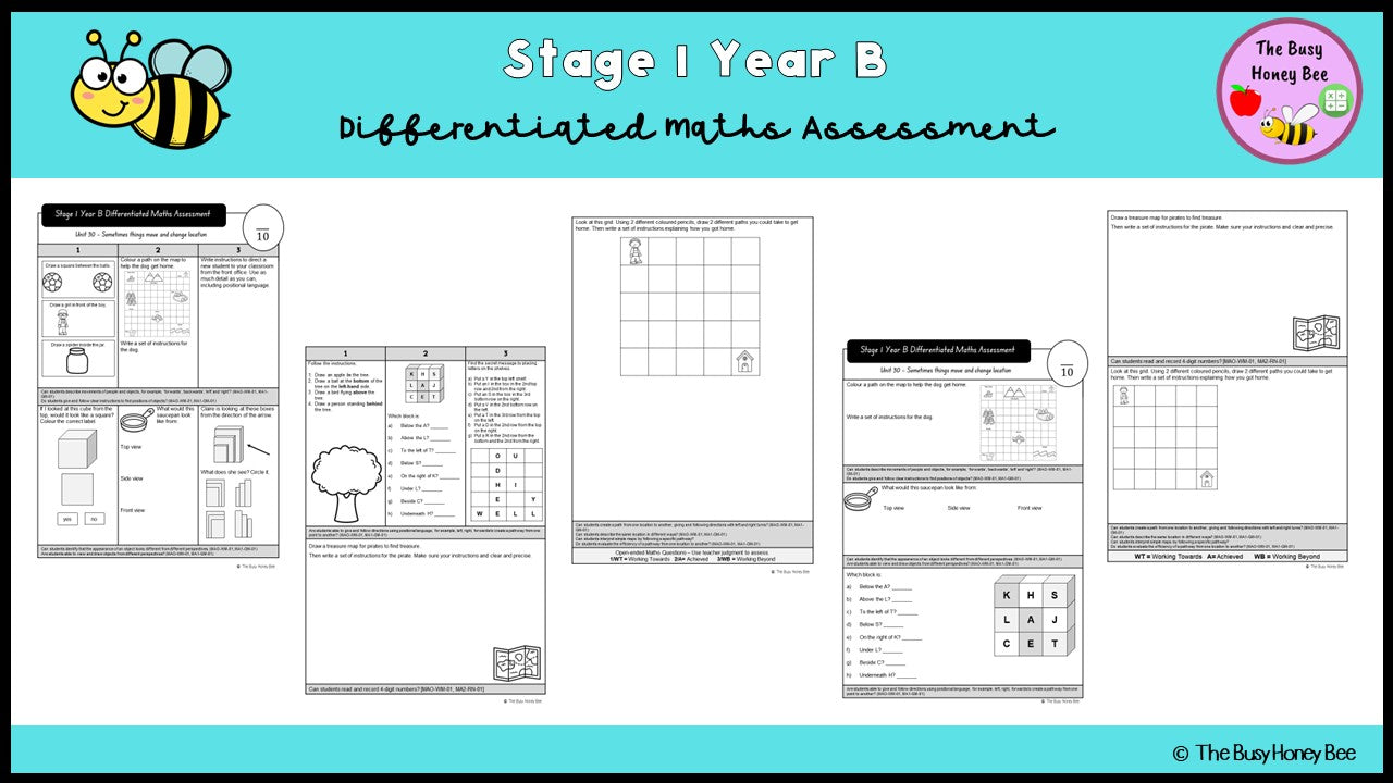 Stage 1 Year B Differentiated Maths Assessment Unit 30