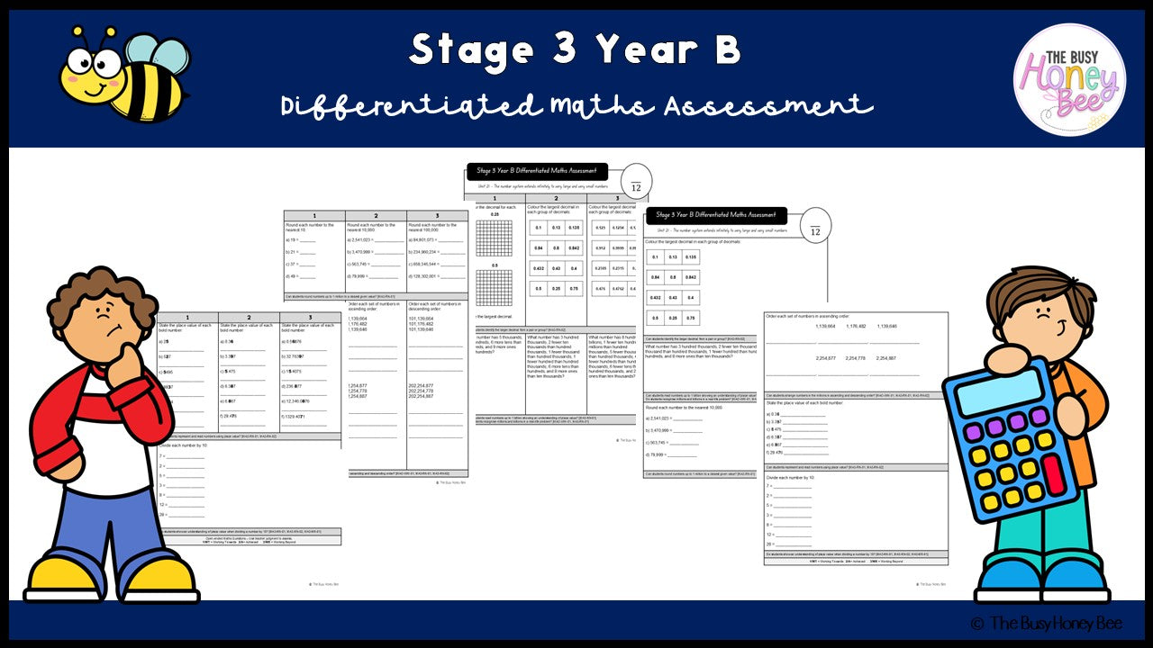 Stage 3 Year B Differentiated Maths Assessment Unit 21