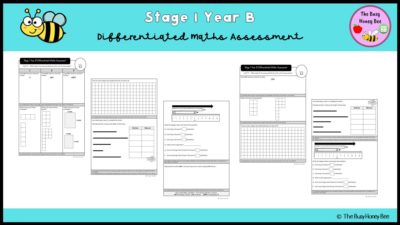 Stage 1 Year B Differentiated Maths Assessment Unit 37