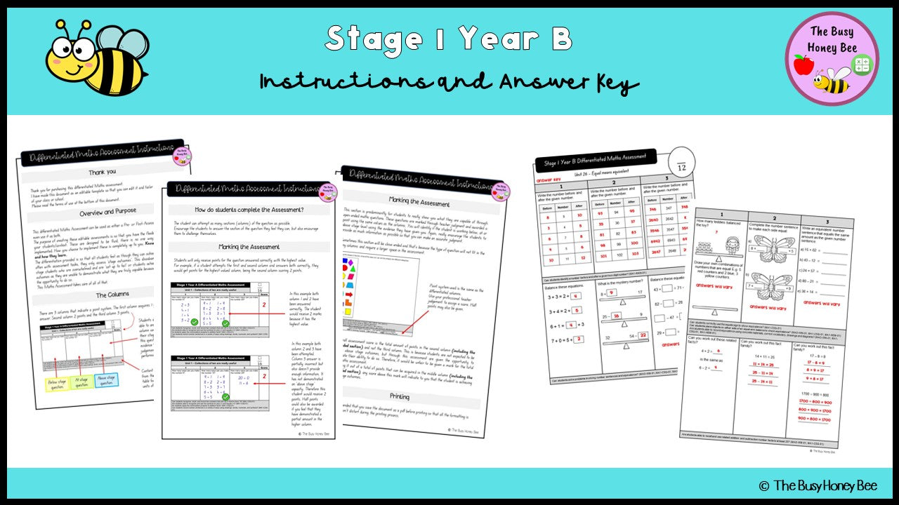Stage 1 Year B Differentiated Maths Assessment Unit 26
