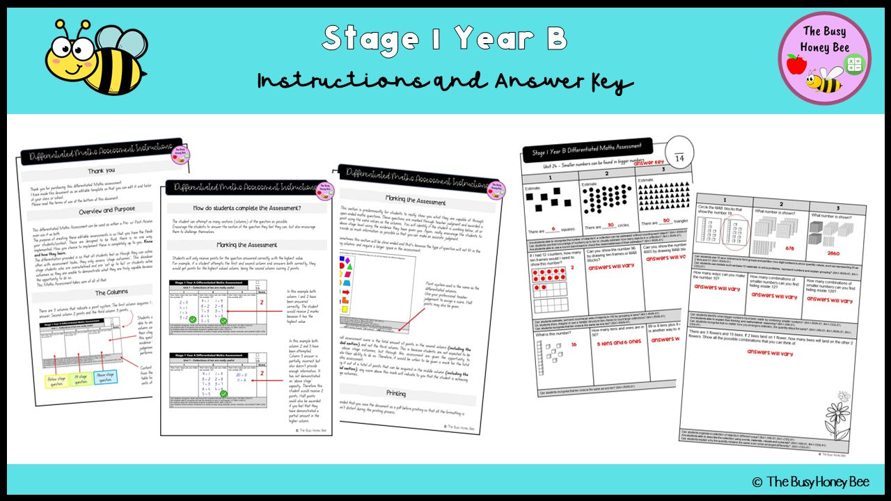 Stage 1 Year B Differentiated Maths Assessment Unit 24