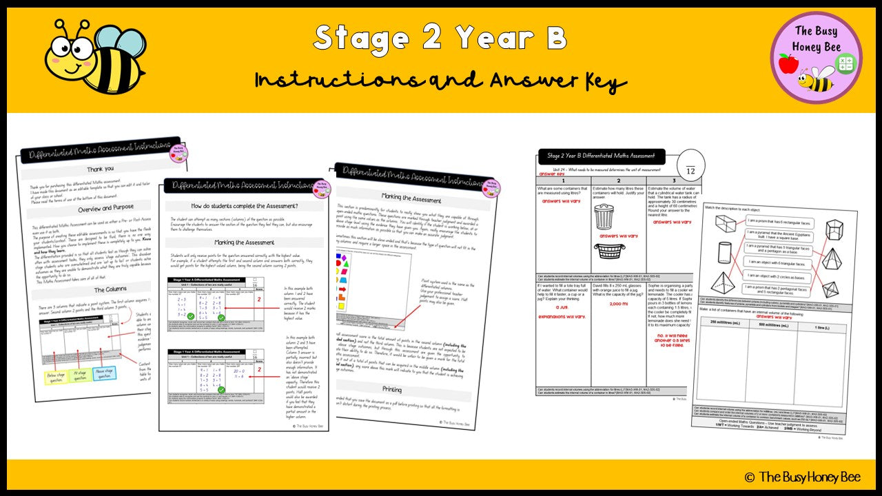 Stage 2 Year B Differentiated Maths Assessment Unit 29
