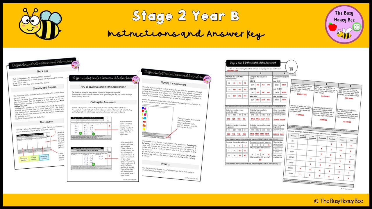 Stage 2 Year B Differentiated Maths Assessment Unit 31