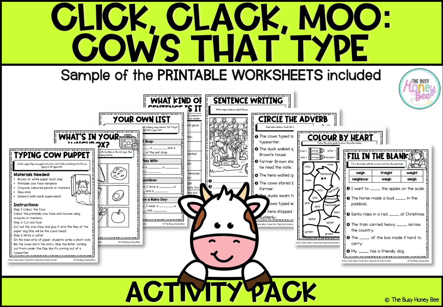 Click, Clack, Moo: Cows that Type by Doreen Cronin Activity Pack