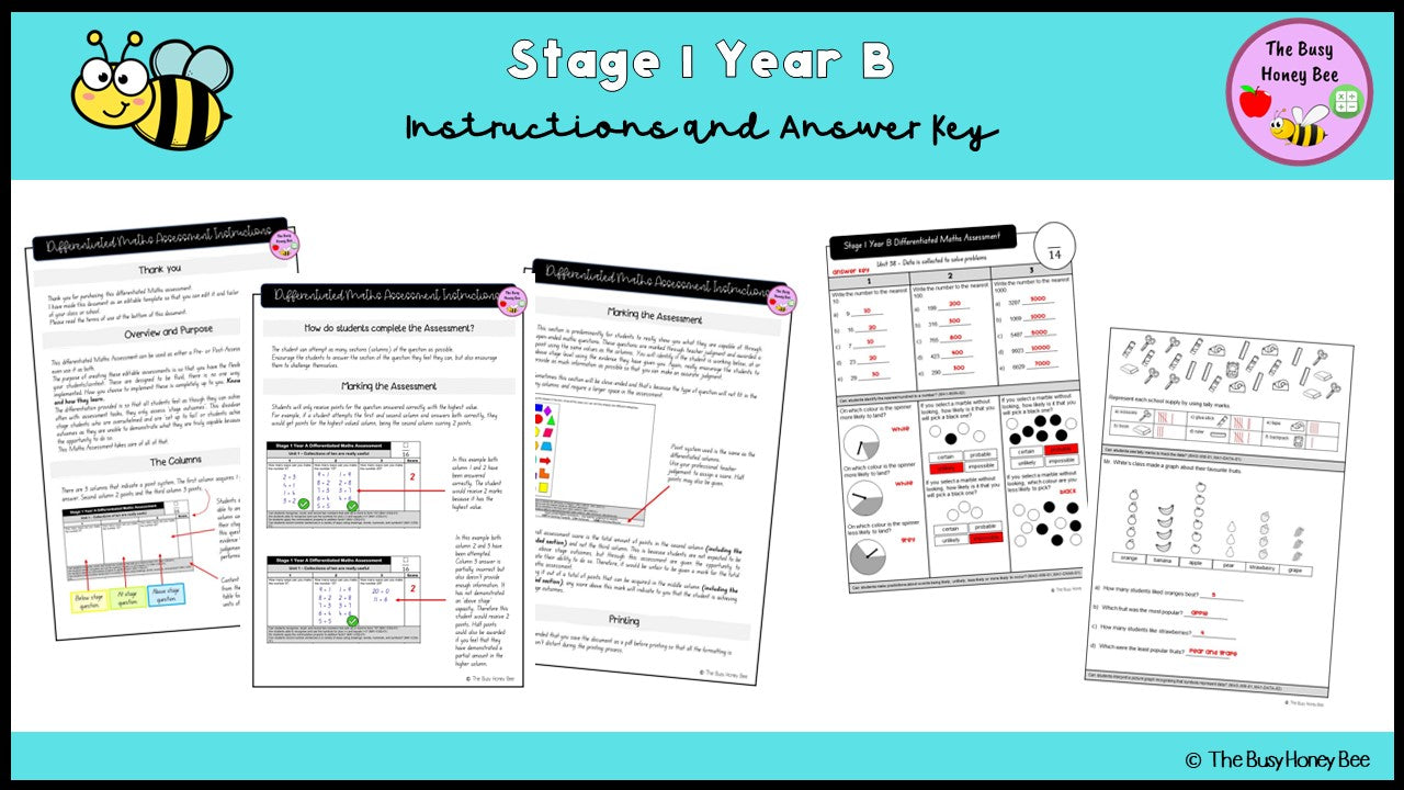 Stage 1 Year B Differentiated Maths Assessment Unit 38