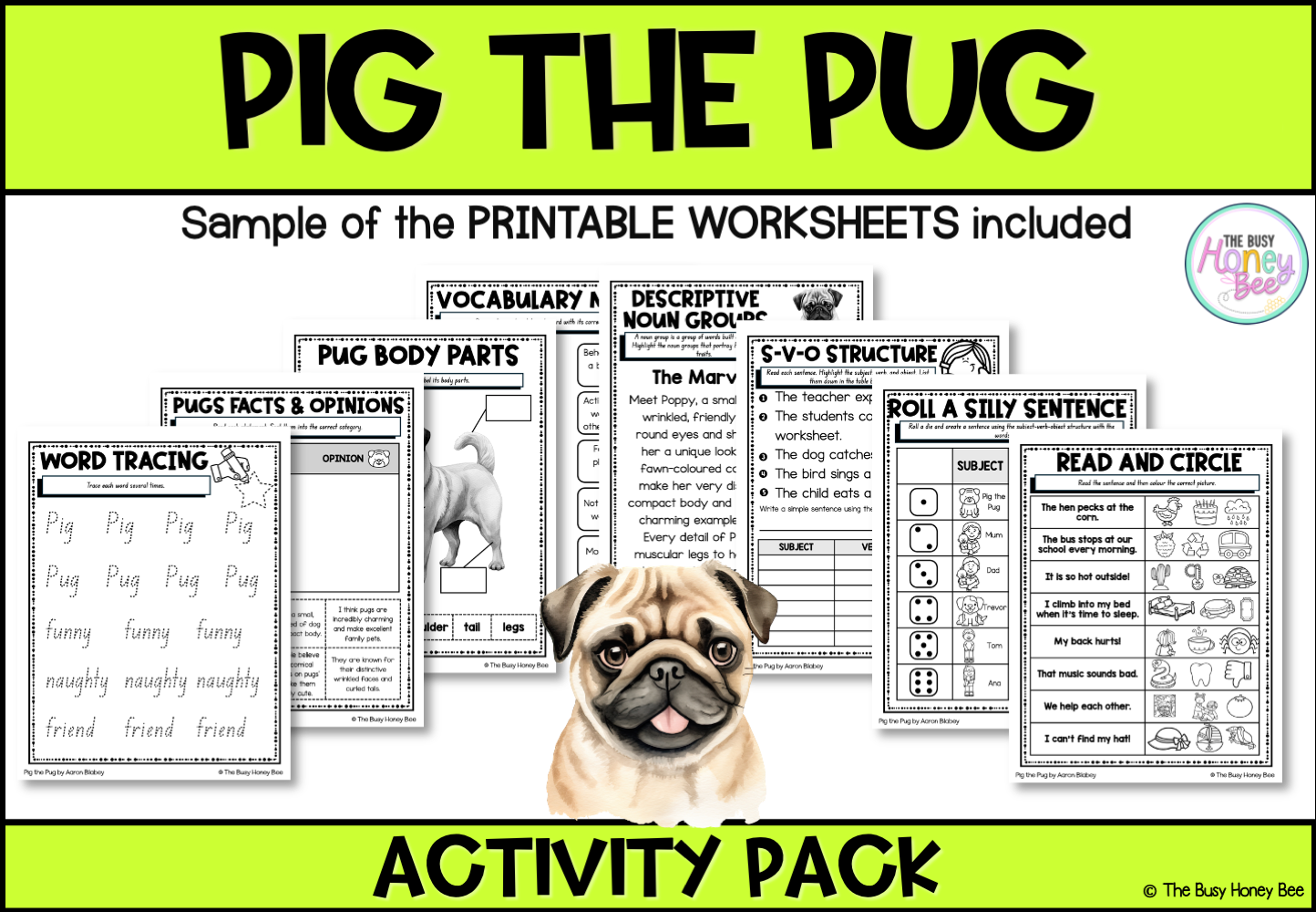 Multi Age K-2 Year B Pig the Pug by Aaron Blabey Activity Pack