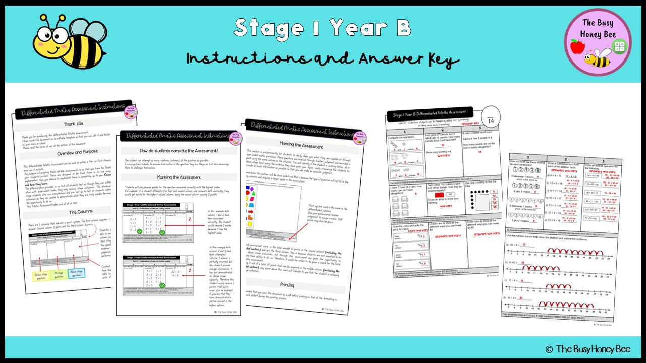 Stage 1 Year B Differentiated Maths Assessment Unit 29