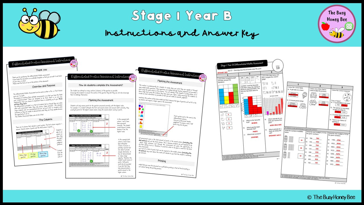 Stage 1 Year B Differentiated Maths Assessment Unit 27