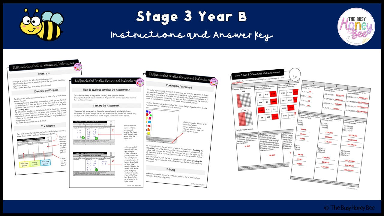 Stage 3 Year B Differentiated Maths Assessment Unit 21