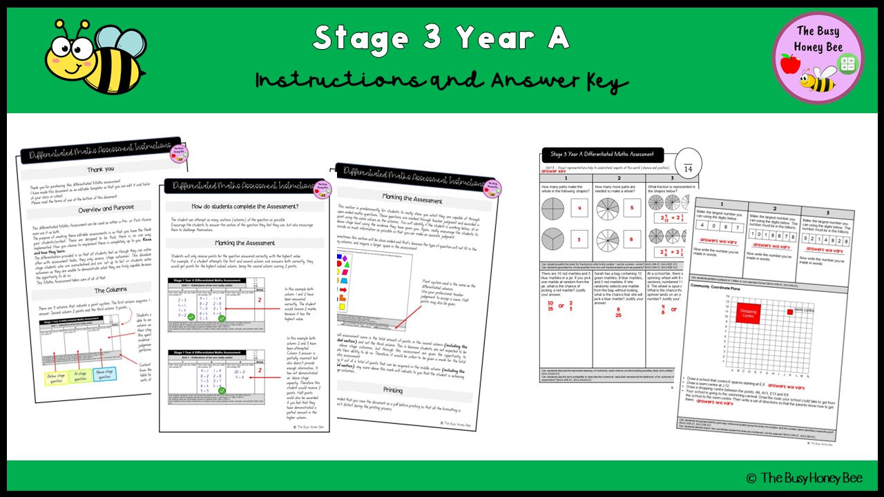 Stage 3 Year A Differentiated Maths Assessment Unit 8