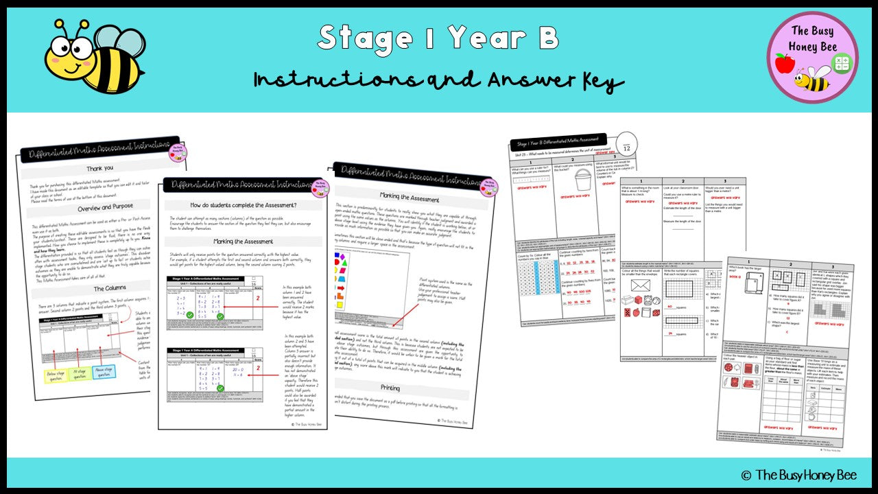 Stage 1 Year B Differentiated Maths Assessment Unit 23