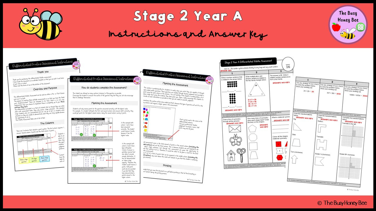 Stage 2 Year A Differentiated Maths Assessment Unit 12