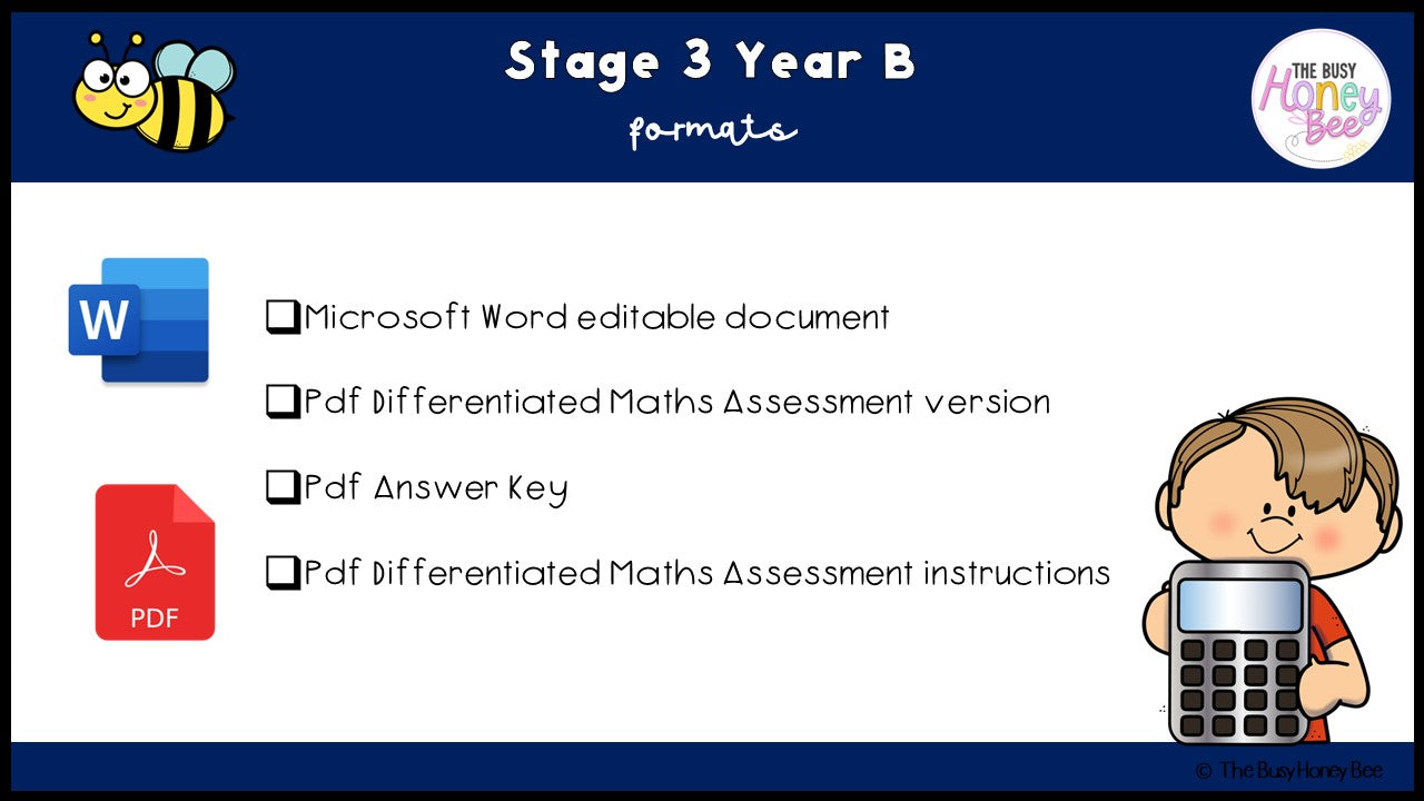 Stage 3 Year B Differentiated Maths Assessment Unit 21