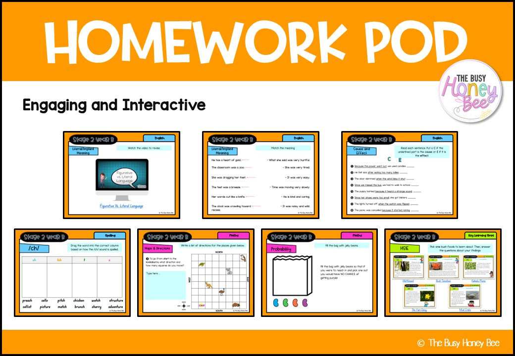 Stage 2 Year B Homework/Learning Pods Term 2 Mega Bundle