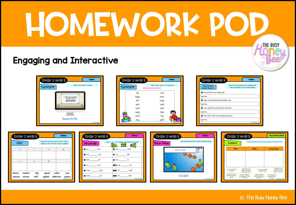 Stage 2 Year B Homework/Learning Pods Term 2 Mega Bundle