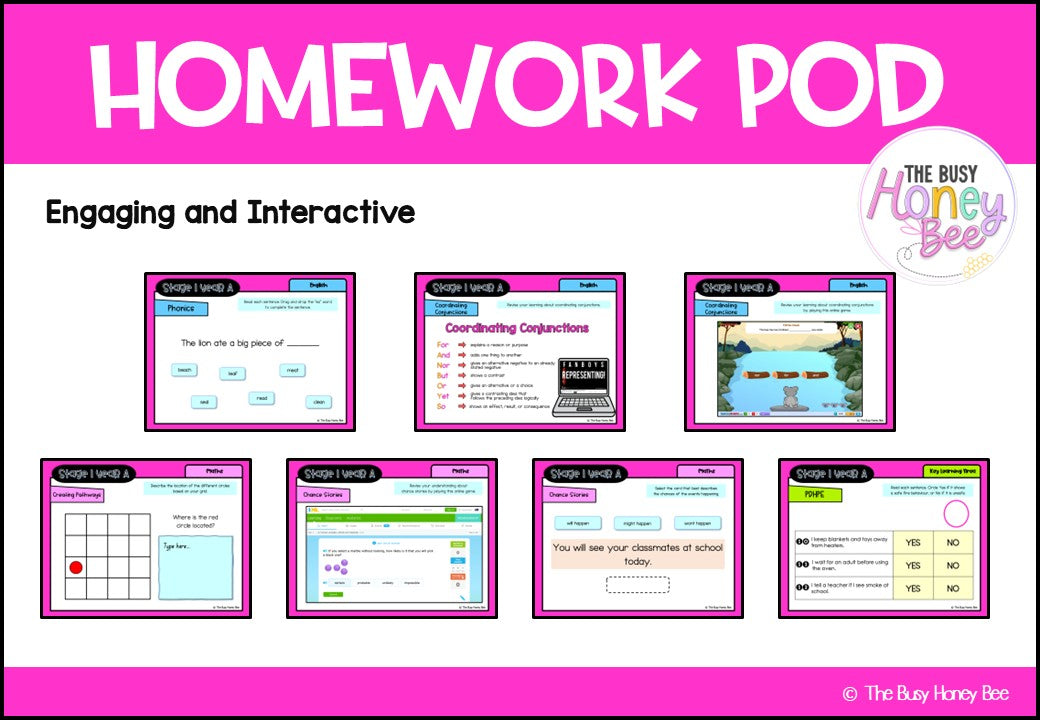 Stage 1 Year A Homework/Learning Pods Term 2 Mega Bundle