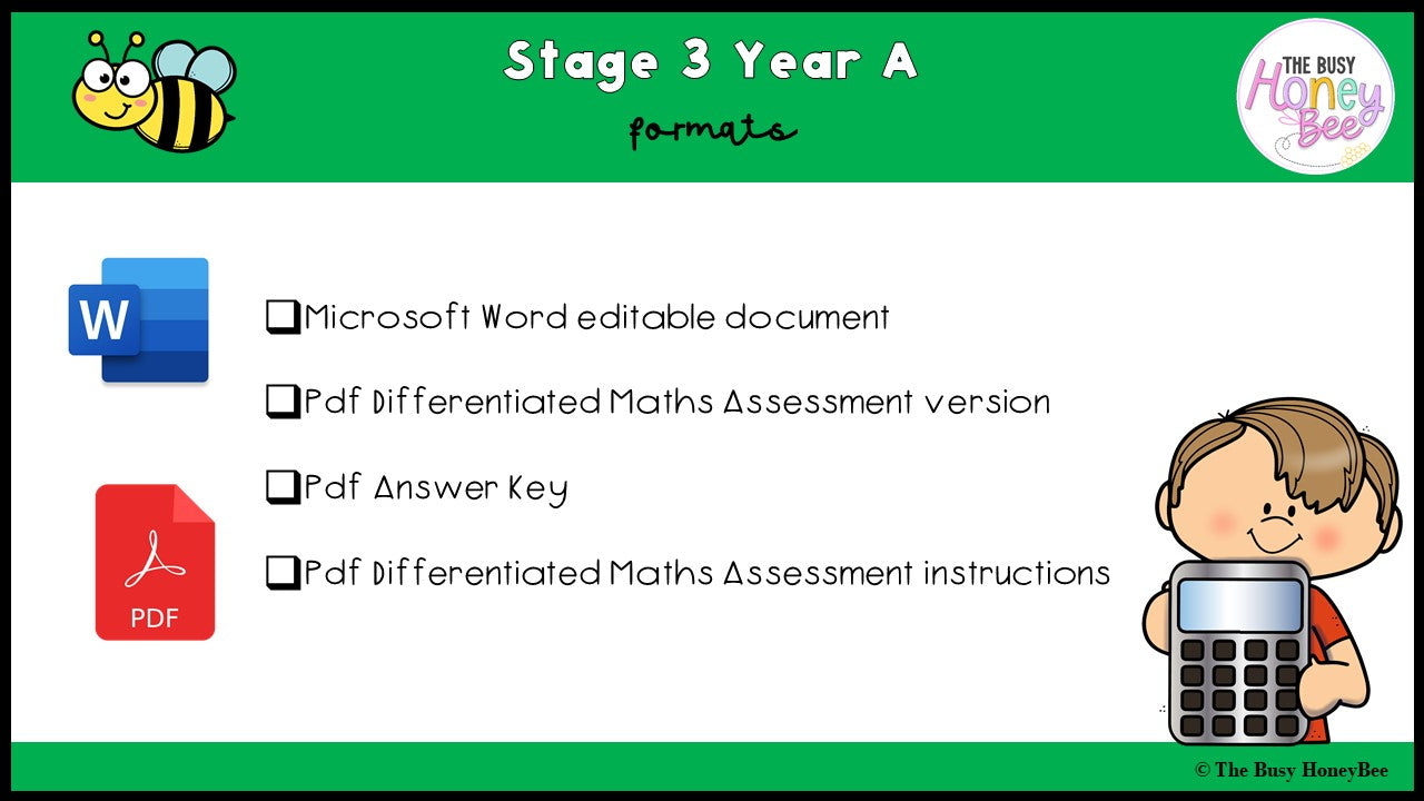 Stage 3 Year A Differentiated Maths Assessment Unit 19