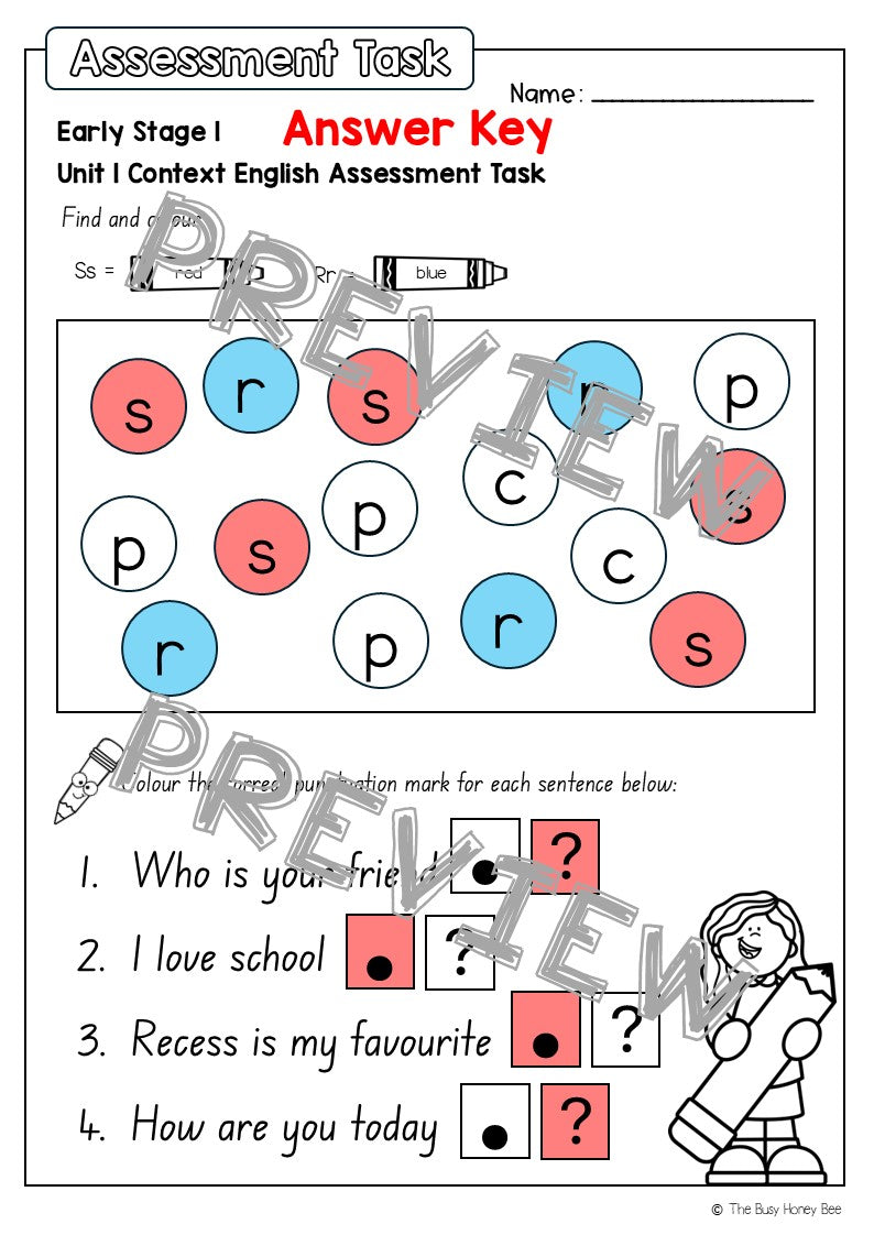 Early Stage 1 English Assessment Unit 1 Context