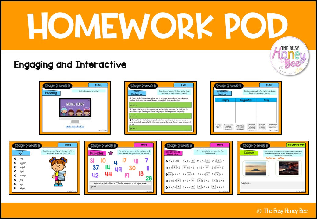 Stage 2 Year B Homework/Learning Pods Term 2 Mega Bundle