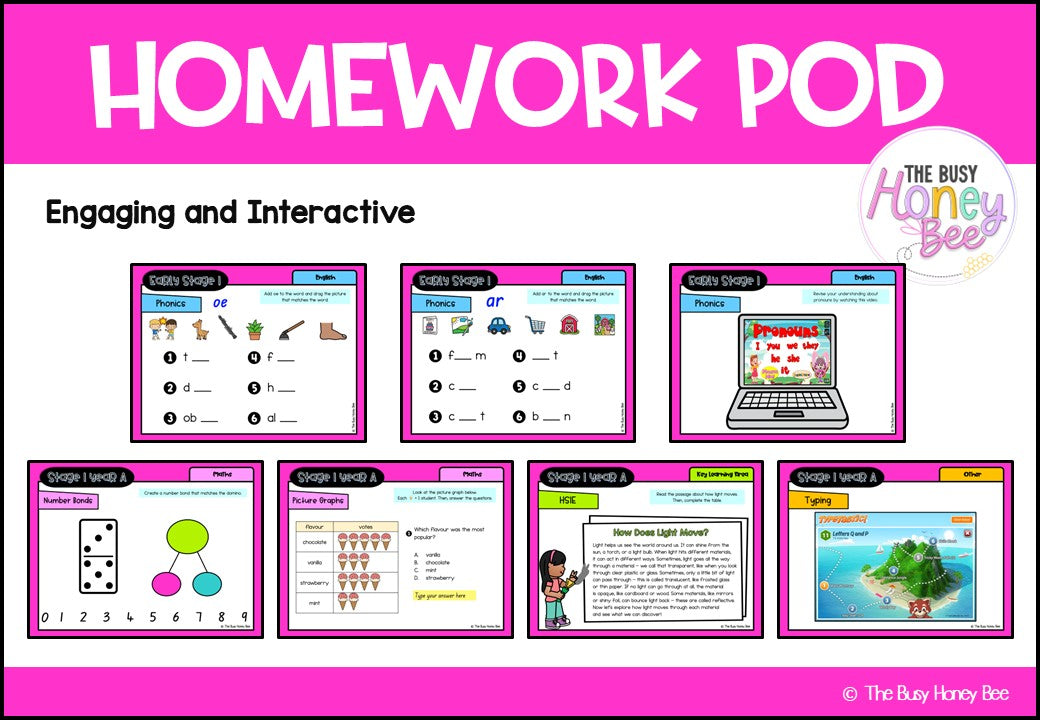 Stage 1 Year A Homework/Learning Pods Term 2 Mega Bundle
