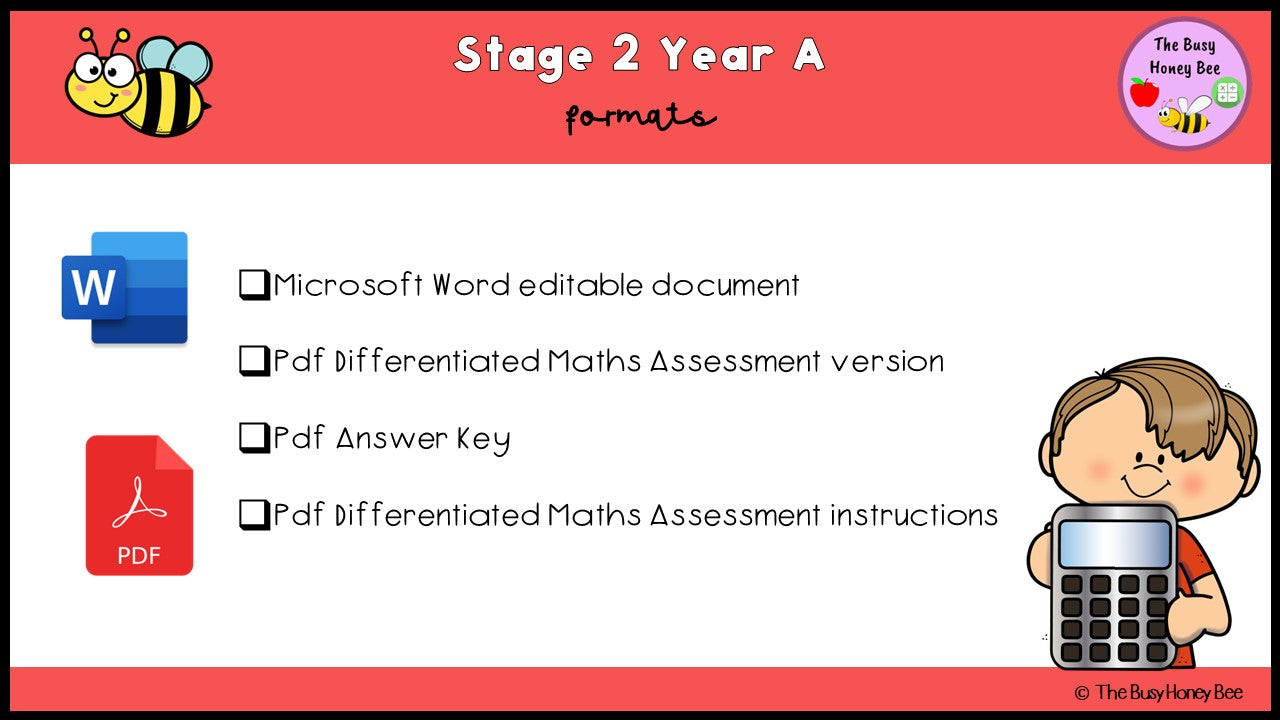 Stage 2 Year A Differentiated Maths Assessment Unit 12