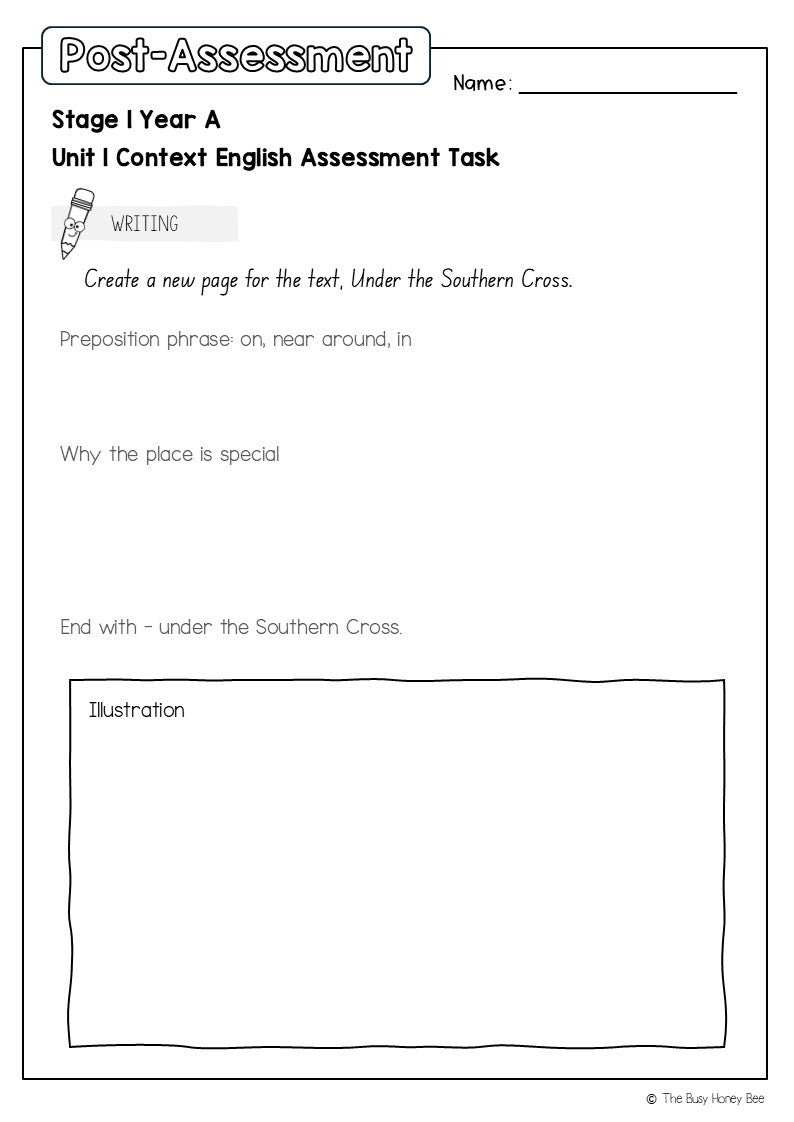 Stage 1 Year A English Pre- and Post-Assessment Unit 1