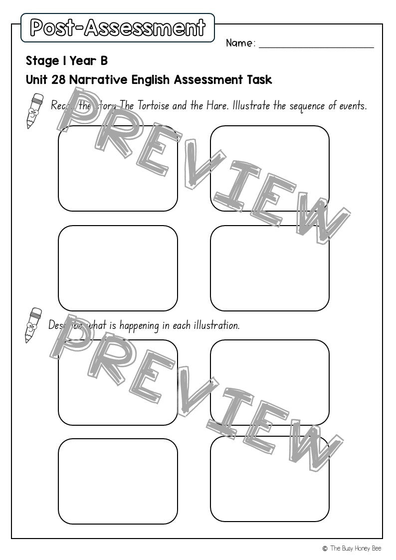 Stage 1 Year B English Pre- and Post-Assessment Unit 28
