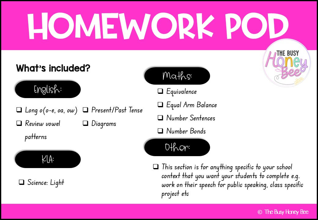 Stage 1 Year A Homework/Learning Pods Term 2 Mega Bundle