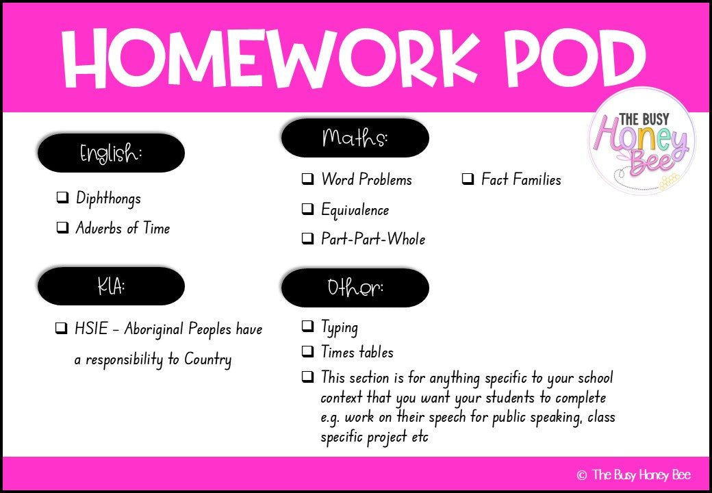 Stage 1 Year A Homework/Learning Pods Term 2 Mega Bundle