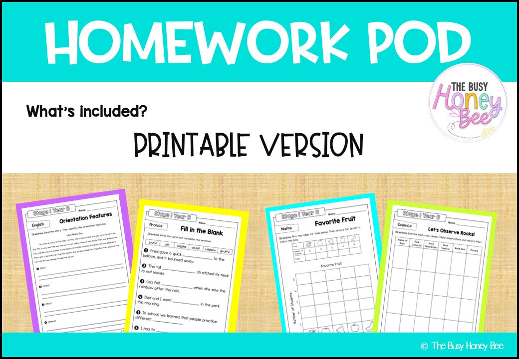 Stage 1 Year B Homework/Learning Pods Ultimate Mega Bundle