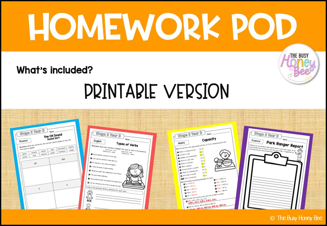 Stage 2 Year B Homework/Learning Pods Term 2 Mega Bundle