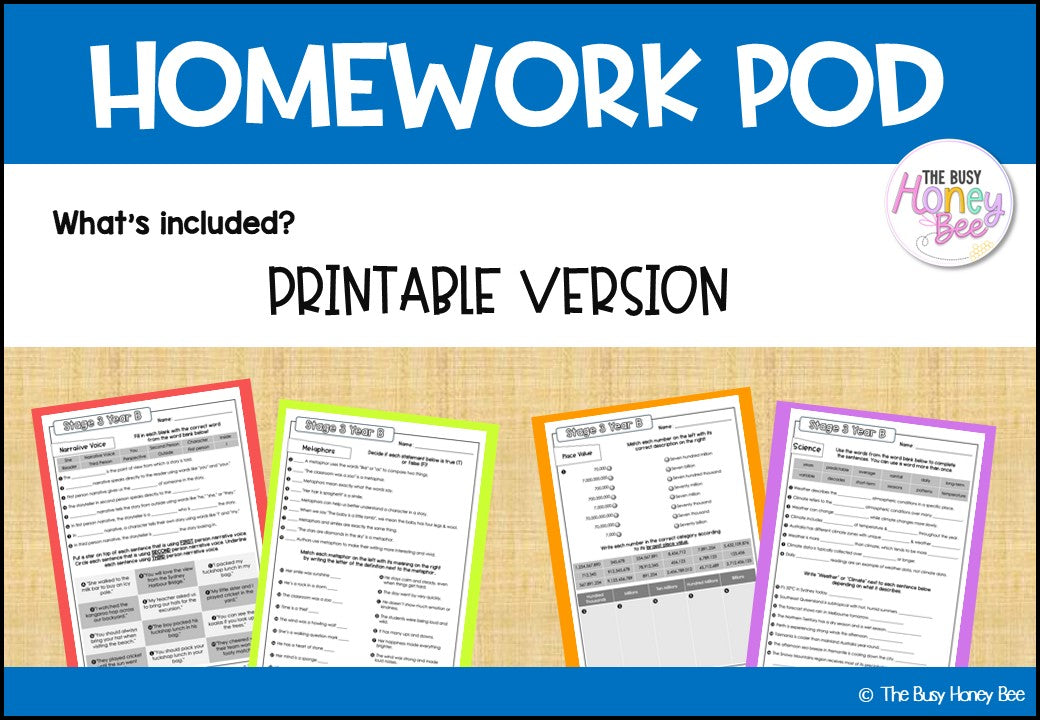 Stage 3 Year B Homework/Learning Pod 26