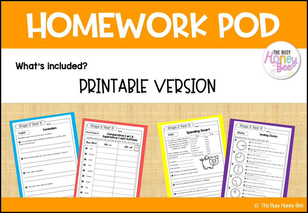 Stage 2 Year B Homework/Learning Pods Term 2 Mega Bundle