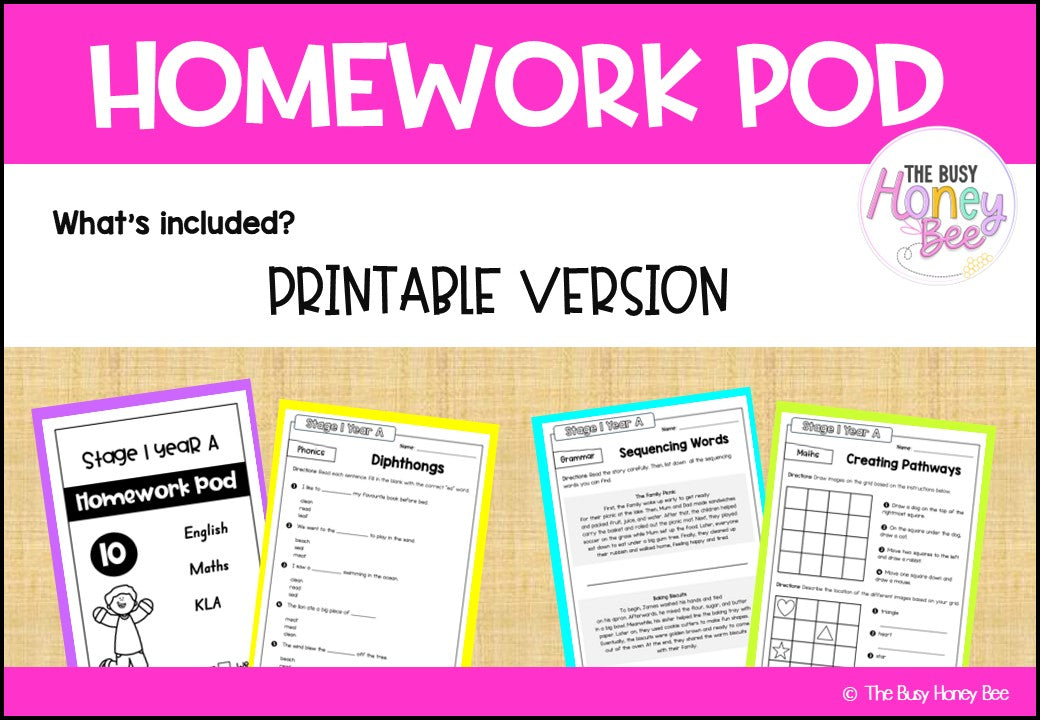 Stage 1 Year A Homework/Learning Pods Term 2 Mega Bundle