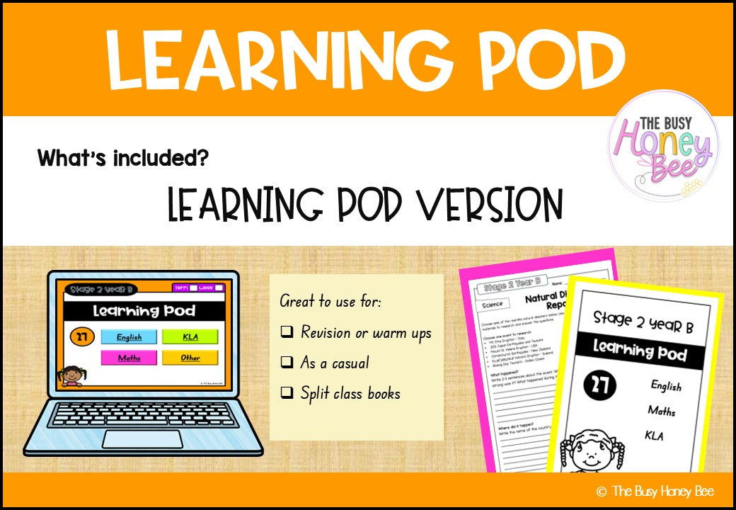 Stage 2 Year B Homework/Learning Pods Term 2 Mega Bundle