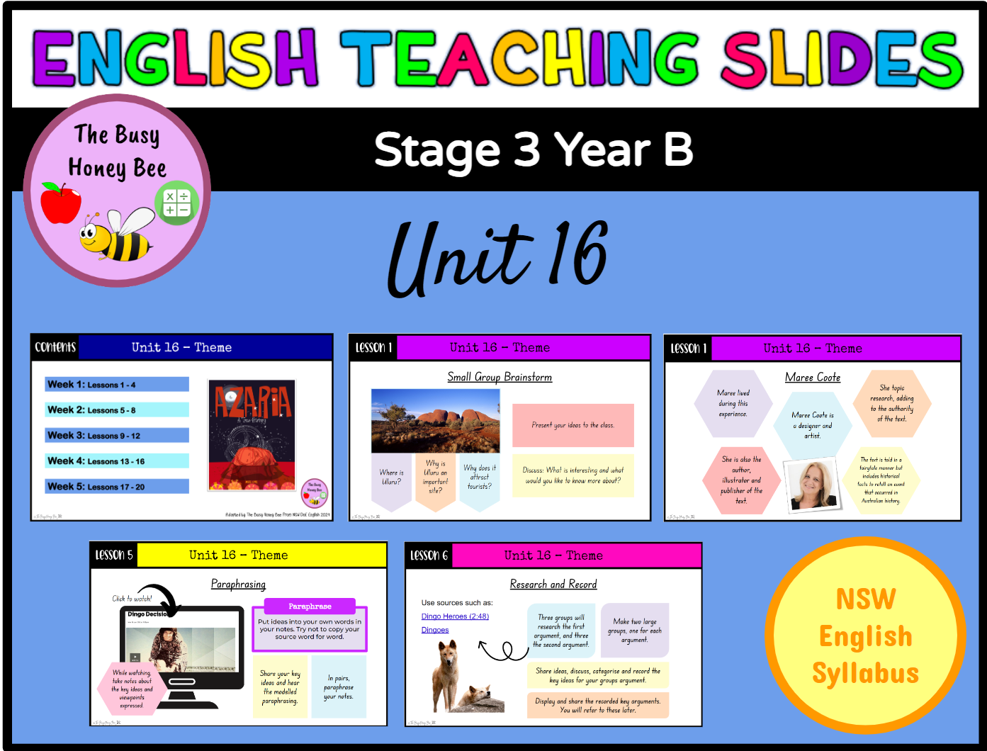 Stage 3 Year B Term 4 English Teaching Slides Mega Bundle