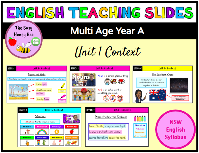 Multi Age K-2 Year A Term 1 English Teaching Slides Mega Bundle