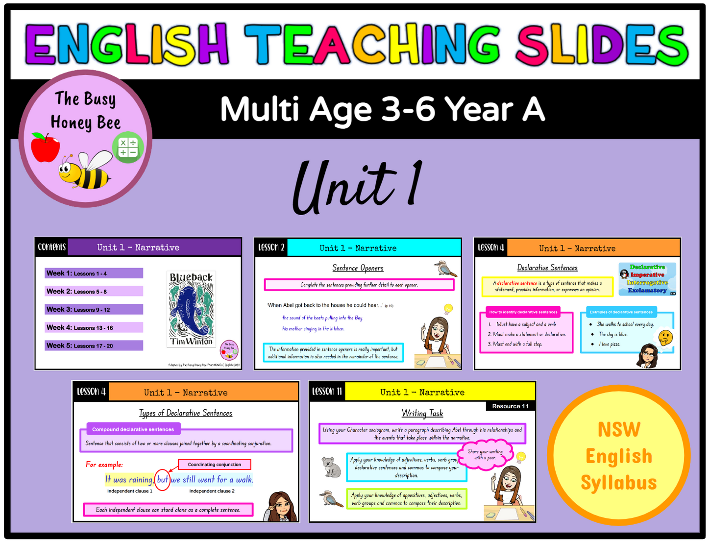 Multi Age 3-6 Year A Term 1 English Teaching Slides Mega Bundle