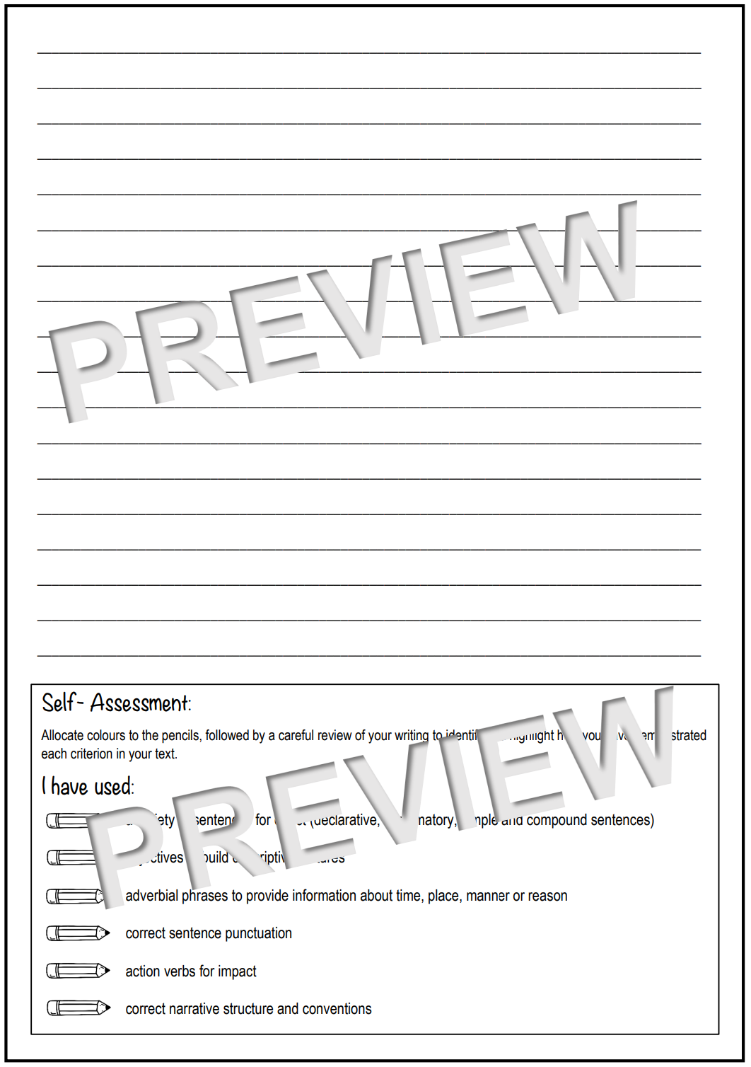 Stage 2 Year A Unit 1 Narrative Writing Pre-Assessment
