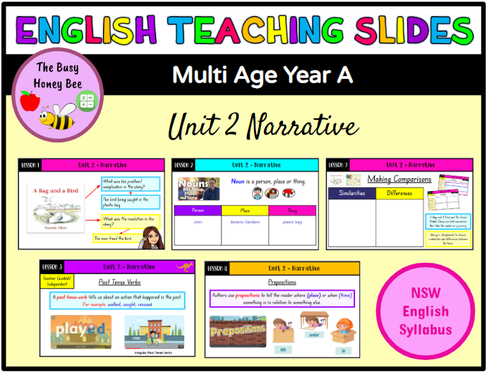Multi Age K-2 Year A Term 1 English Teaching Slides Mega Bundle