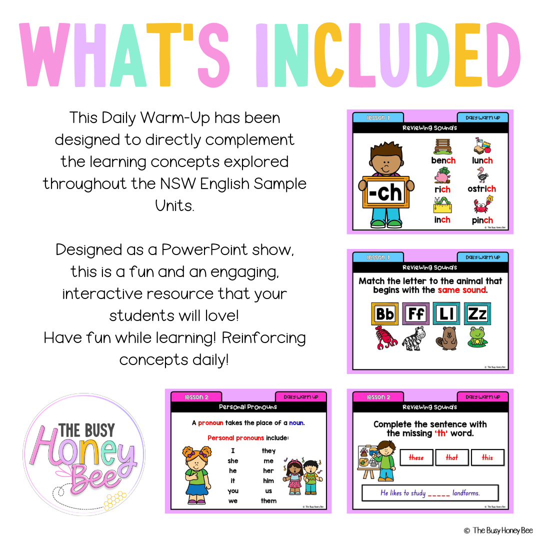 Early Stage 1 English Daily Warm Up Unit 10 - Warm Ups | Revision