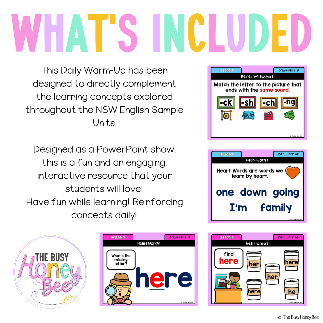 Early Stage 1 English Daily Warm Up Unit 12 - Warm Ups | Revision