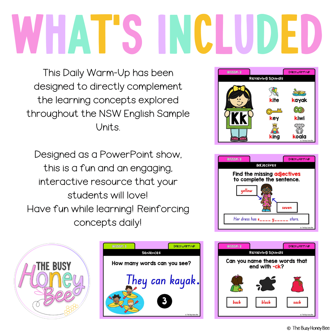 Early Stage 1 English Daily Warm Up Unit 4 - Warm Ups | Revision