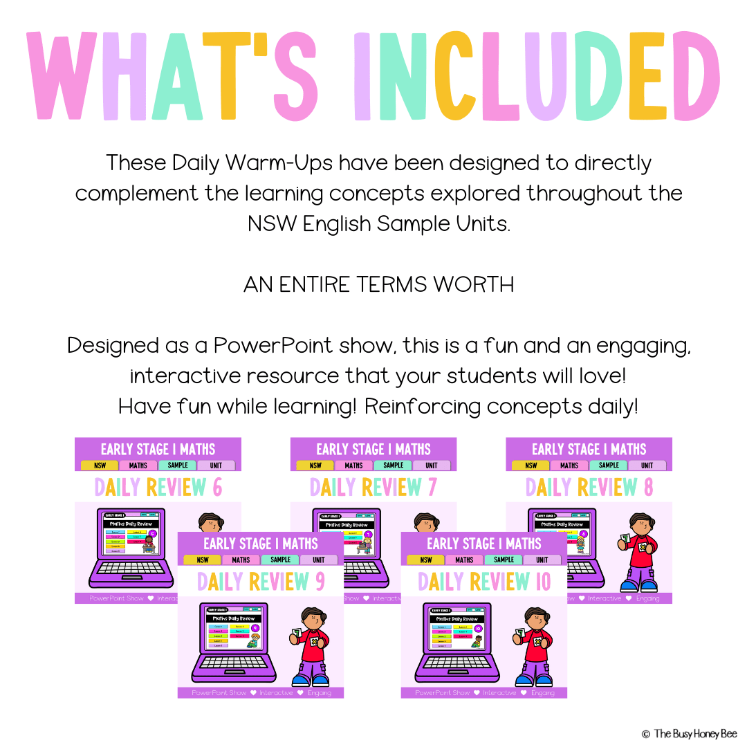 Early Stage 1 Australian | NSW Math Daily Review | Warm-Up Term 2 Mega Bundle - Warm Up | Revision